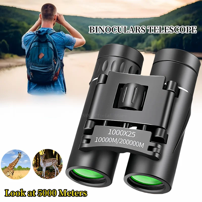 Binocolo professionale 1000 x25 Mini telescopio portatile ad alto ingrandimento per visione notturna bassa per il campeggio all\'aperto