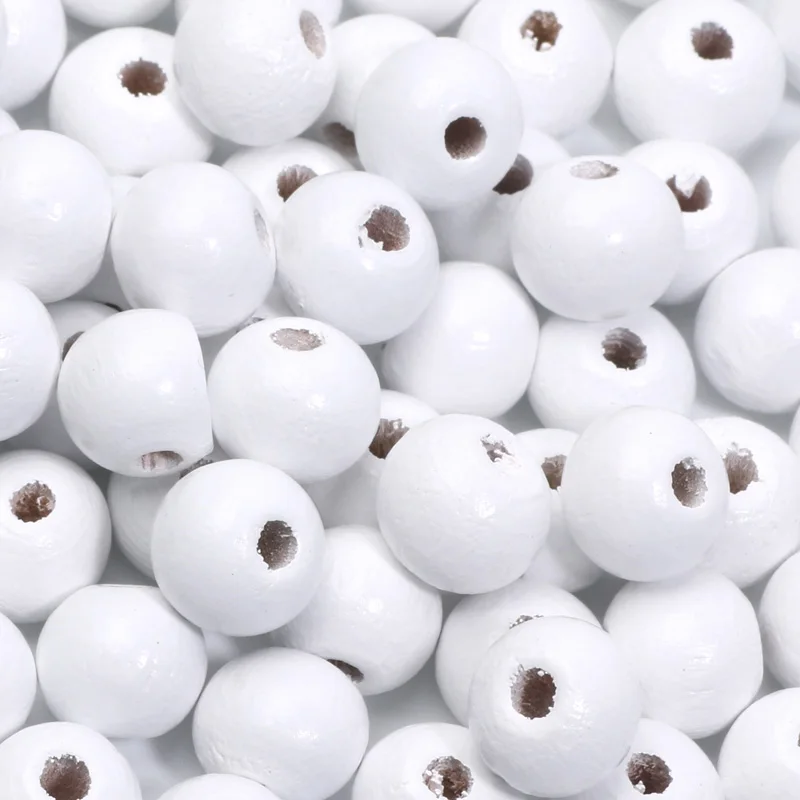 50/100/200pcs White Round Balls Loose Spacer Wooden Beads For Jewelry Making DIY Jewelry Beads Necklaces Bracelets Accessories