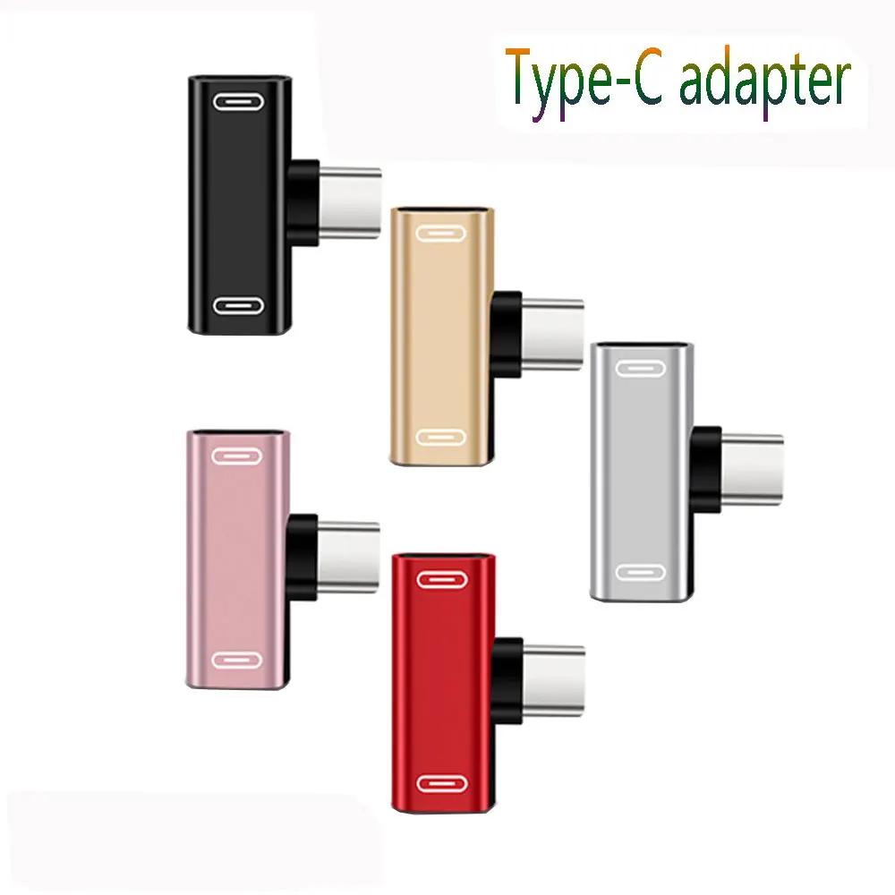 1PCS 2 In 1 USB C Splitter Type C Male To Dual Type C Female Headphone Charger Adapter Splitter Converter