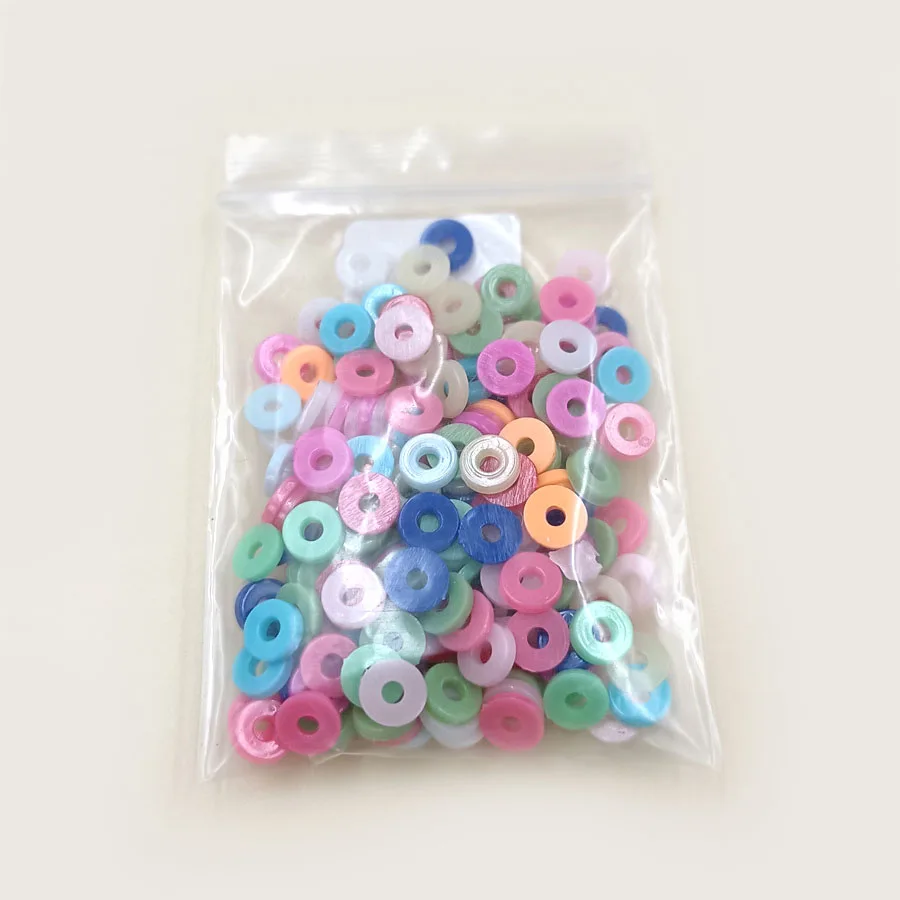 6mm 200pcs Boho Solid Color Flat Round Loose Spacer Beads DIY Bracelets Necklaces For Jewelry Making Handmade fashion Material