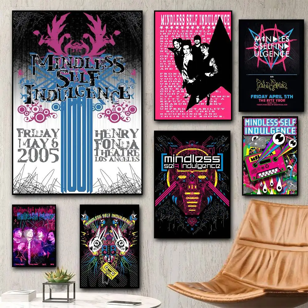 1pc Mindless S-Self I-Indulgence Band Poster Sticker Print Waterproof Wall Art For Living Room Bedroom Home Decor