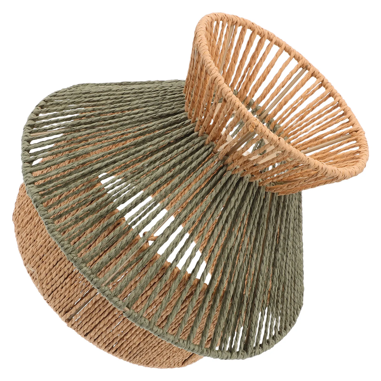 Faux Rattan Lampshade Hand Woven Decorative Light Cover for Dining Room Kitchen Bedroom Ceiling Pendant Floor Lamps Soft Light