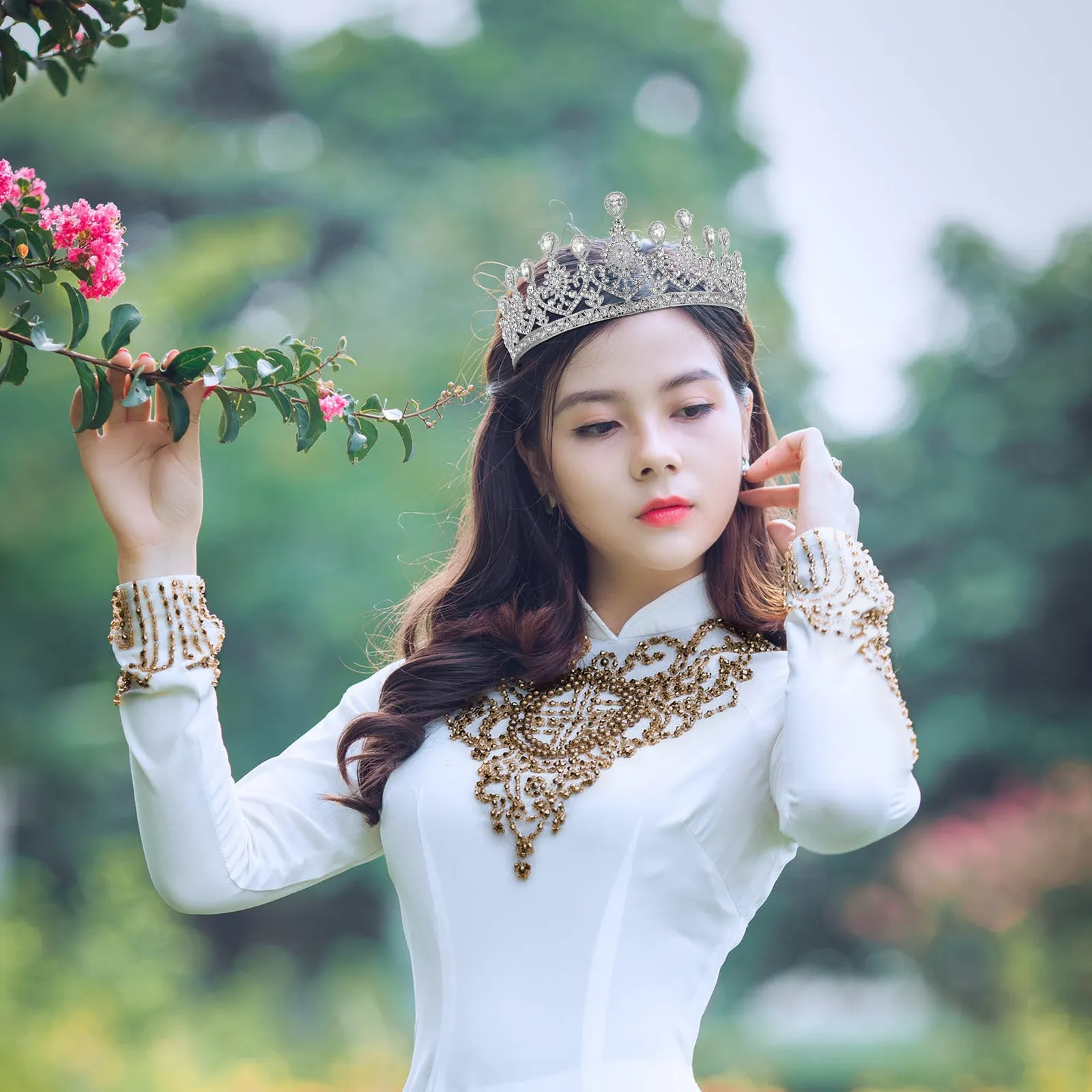 

1Pcs Exquisite Rhinestone Crown Headdress Princess Style Wedding Crown for Women Bridal Evening Banquet Christmas Photo