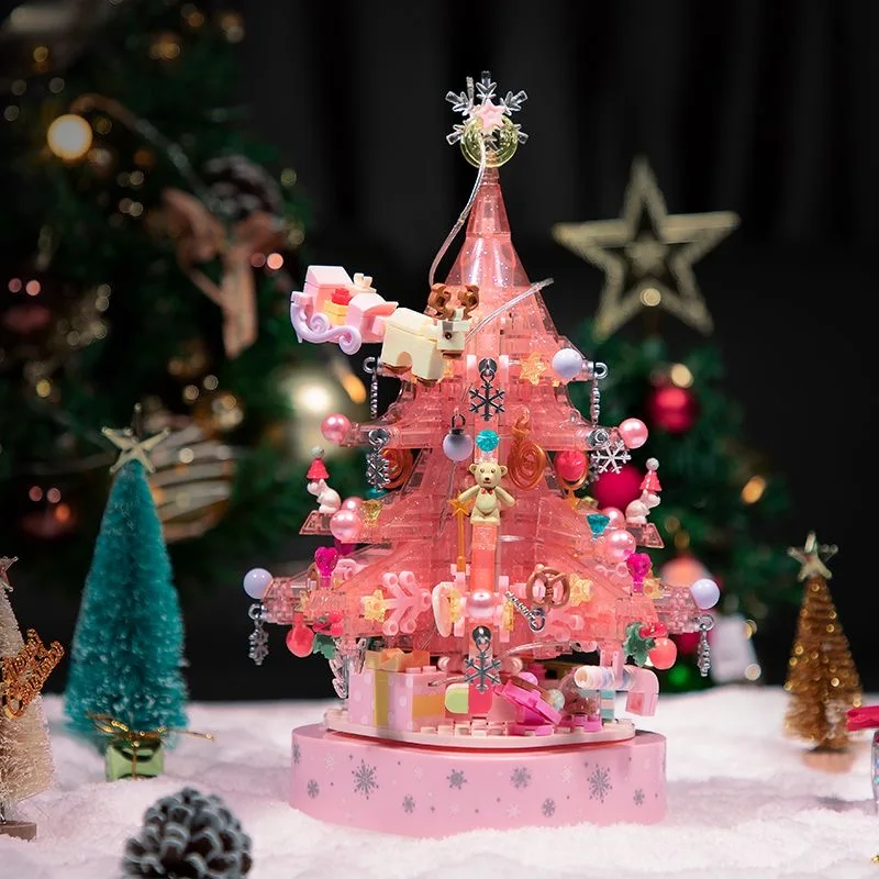 DIY Christmas Tree Building Block Music Box Home/Room Decoration Christmas/New Year Gift Christmas Tree Musical box Ornaments