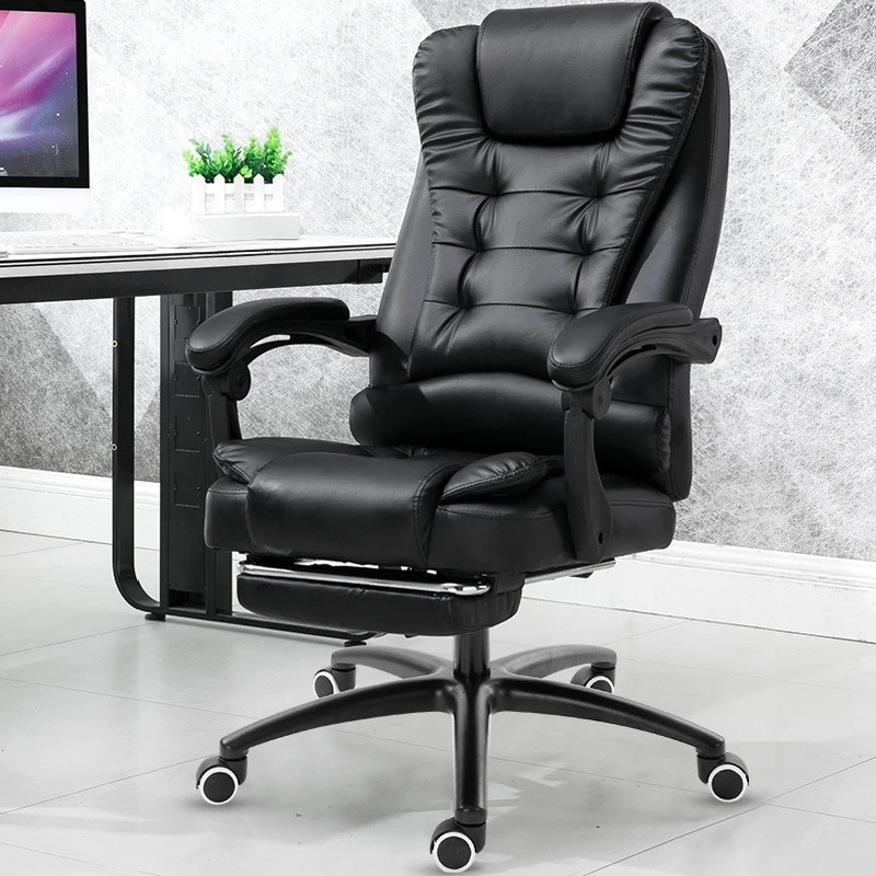 Home Office Chair Lifting Massage Swivel Chair Cowhide Chair