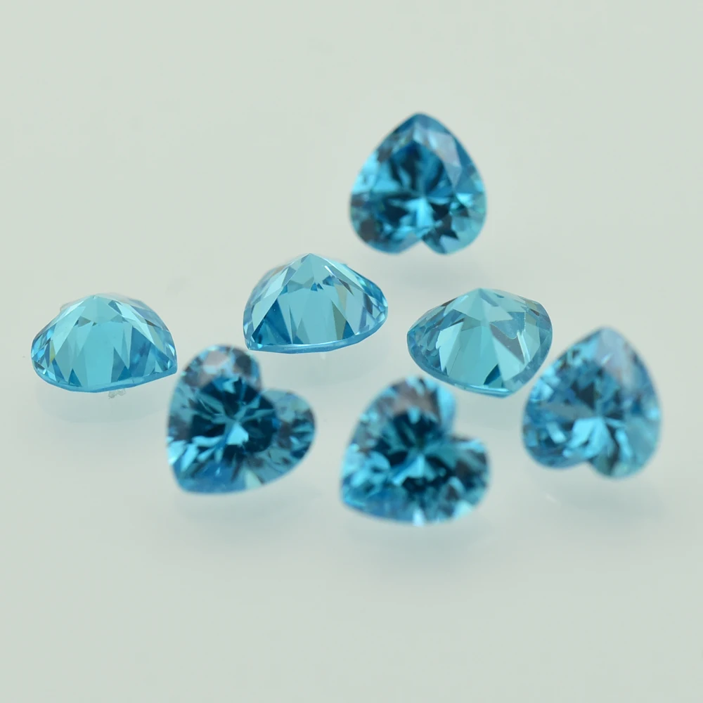 Aquamarine Heart Shape 3x3-12x12mm Cubic Zirconia Brilliant Cut Loose 5A CZ Stone Synthetic Gems Beads DIY for Jewelry