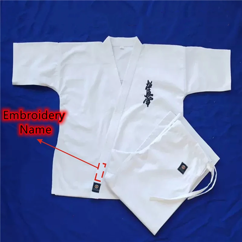12oz زي الكاراتيه نسيج القطن عالي الجودة قميص بأكمام طويلة للأطفال البالغين رجل امرأة فنون الدفاع عن النفس دعوى ملابس التدريب #3