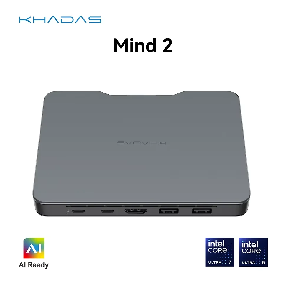 

Khadas Mind 2 AI PC Mini Gaming PC Intel Core Ultra 7 155H 16C/22T Intel Arc™ GPU 64GB RAM 2TB SSD,Thunderbolt 4,Triple Display