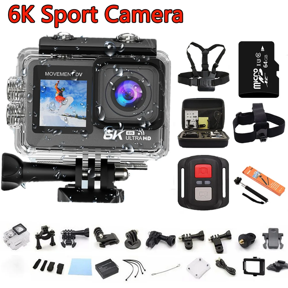 YNFECN 6K 4k 60fps WiFi Anti-shake action camera Waterproof  Sport Camera With go Remote Control pro Camcorder