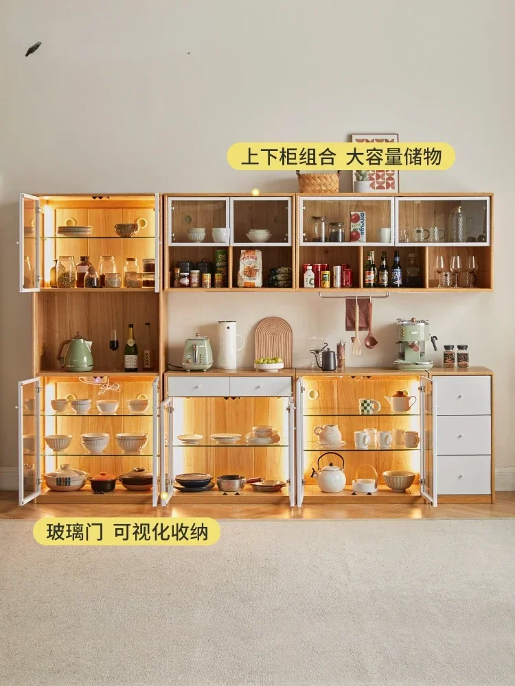 

Буфет из массива дерева, настенный высокий шкаф для гостиной, винный шкаф, комбинированный дубовый кухонный шкаф, чайный шкаф