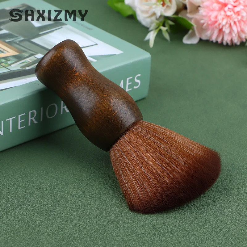 Barber Neck Duster Brush Wood Handle With Hook Hairdressing Cleaning Brush Natural Fiber Salon Hair Sweep Brushes