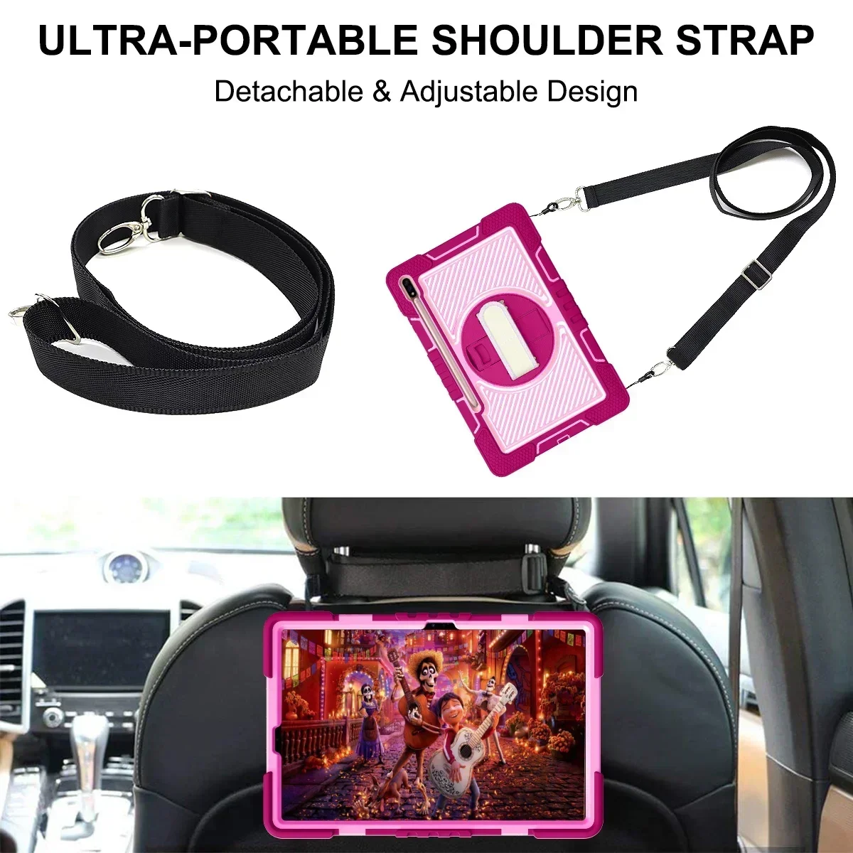 Capa resistente para Samsung Galaxy Tab S7 Plus S7 FE S8 + capa de 12,4 polegadas com suporte embutido, alça de mão e alças de ombro