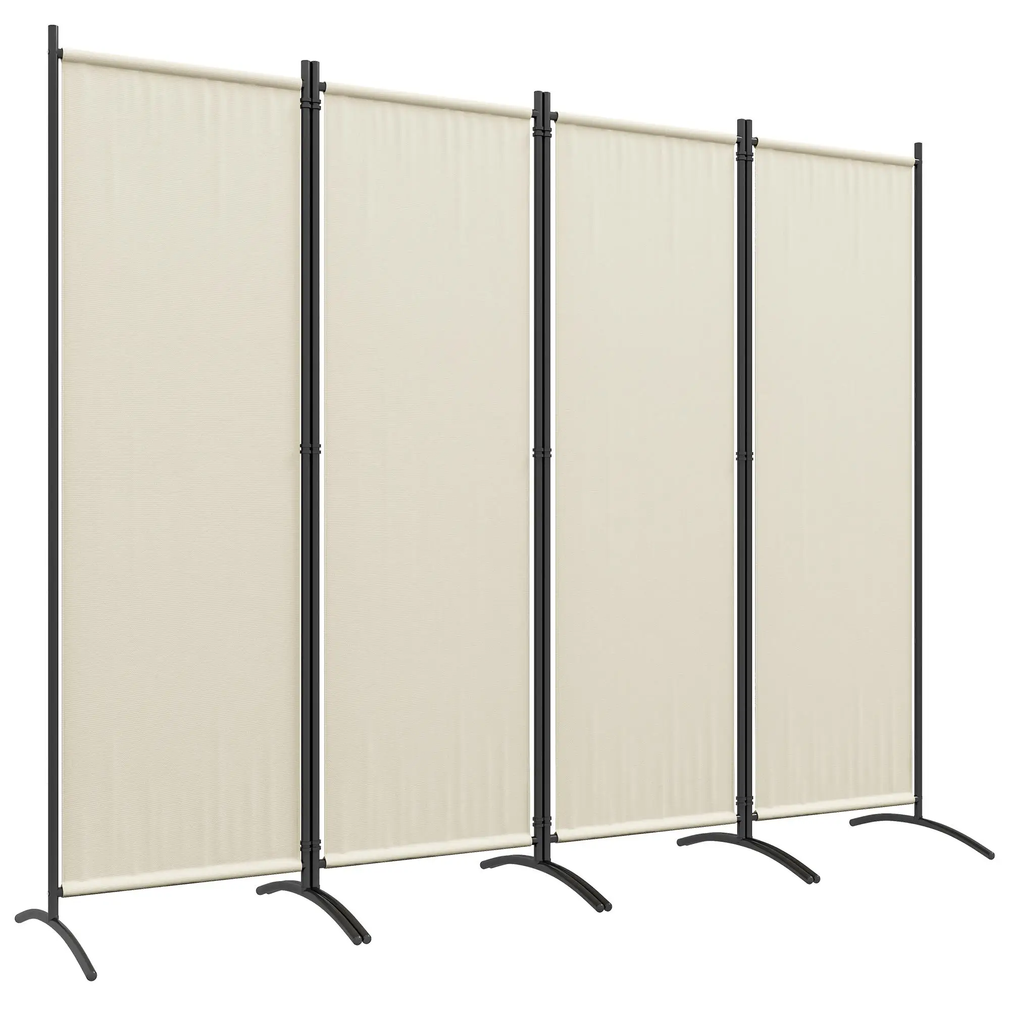 Paravent de jardin pliable Outsunny 4 pièces 221x50x172 cm polyester 180 g/m² crème pieds larges