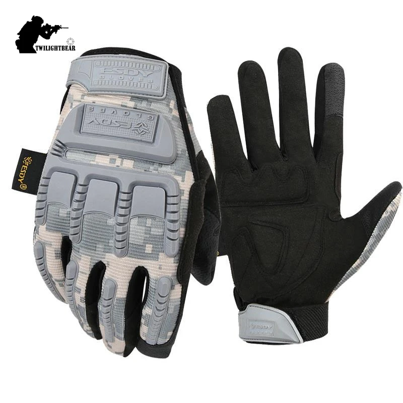 Wysokiej jakości męskie rękawice taktyczne z pełnym palcem Airsoft ACU Camo Anti Cut sportowe rękawice jeździeckie rękawice motocyklowe A2F402