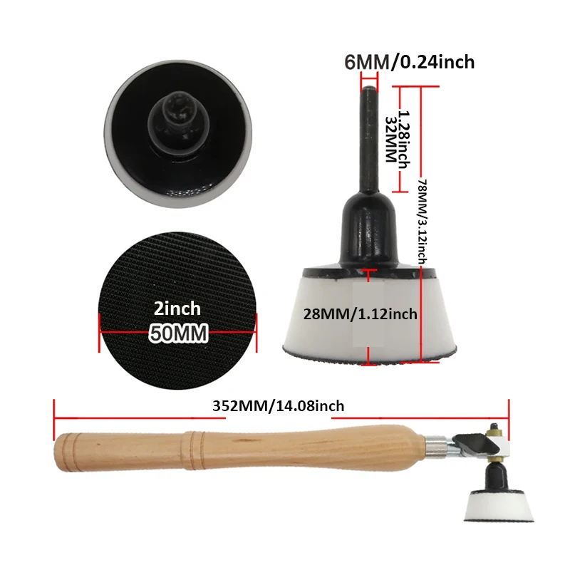 2 Inch Diameter Bowl Sander with Sandpaper Dual Bearing Head and Foam Hook and Loop Sander with Mandrel and Hardwood Handle 42PC