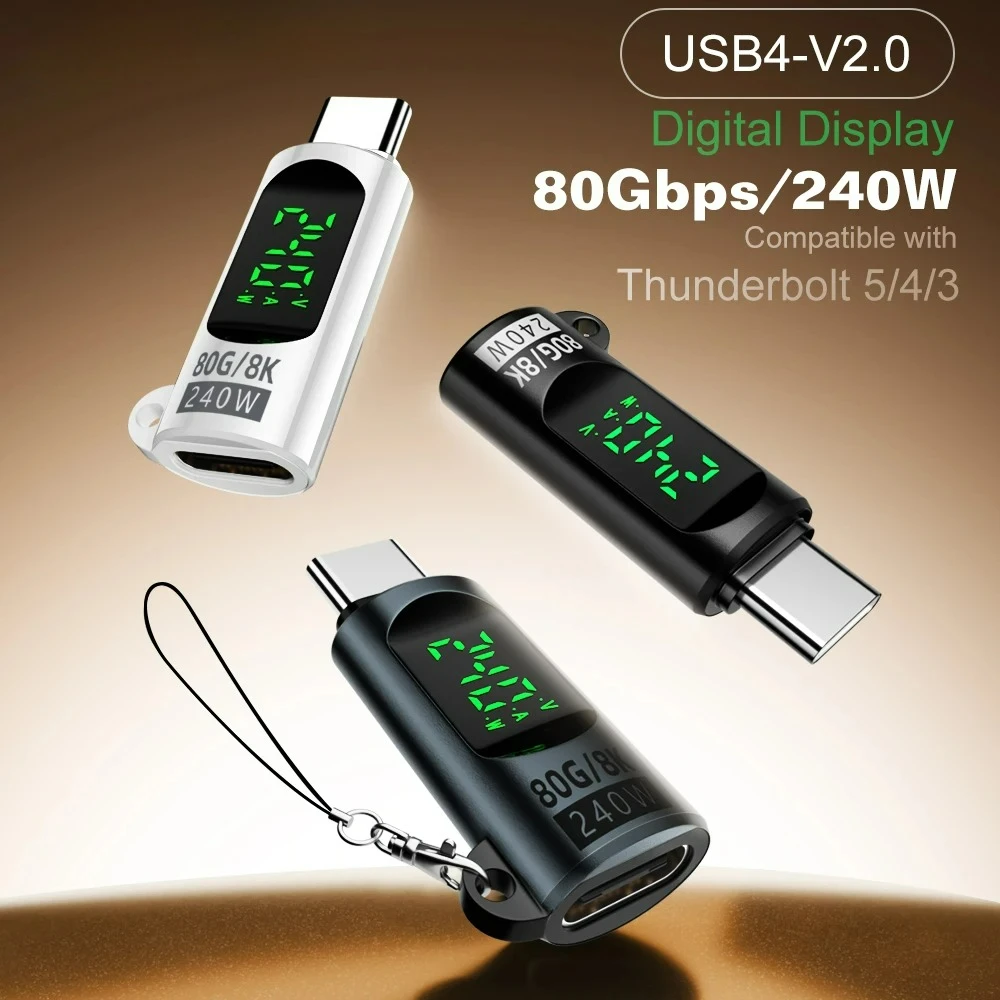 USB4 40Gbps Adapter Digital Display USB 4 V2.0 80Gbps Type C To Type C OTG Cable Connector 240W 8K for Thunderbolt 3/4/5 Laptop