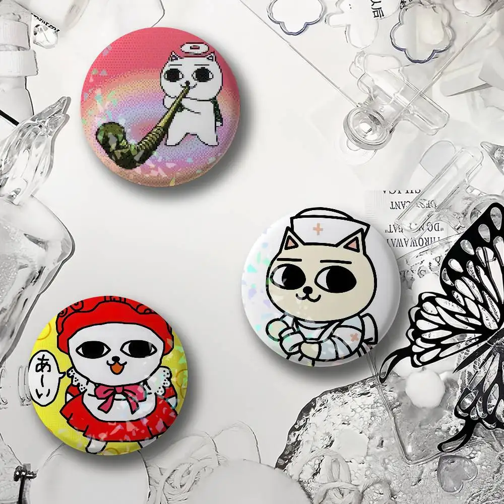 Cartoon Kawaii N-Nekojiru Laser Badge Ensemble Lapel Pins for Backpacks Briefcase Brooch Clothes Gifts