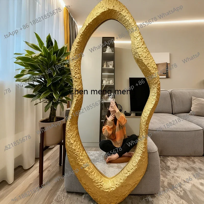 Hot sales French high-end full-length mirror American creative irregular fitting mirror wall-mounted art special-shaped mirror