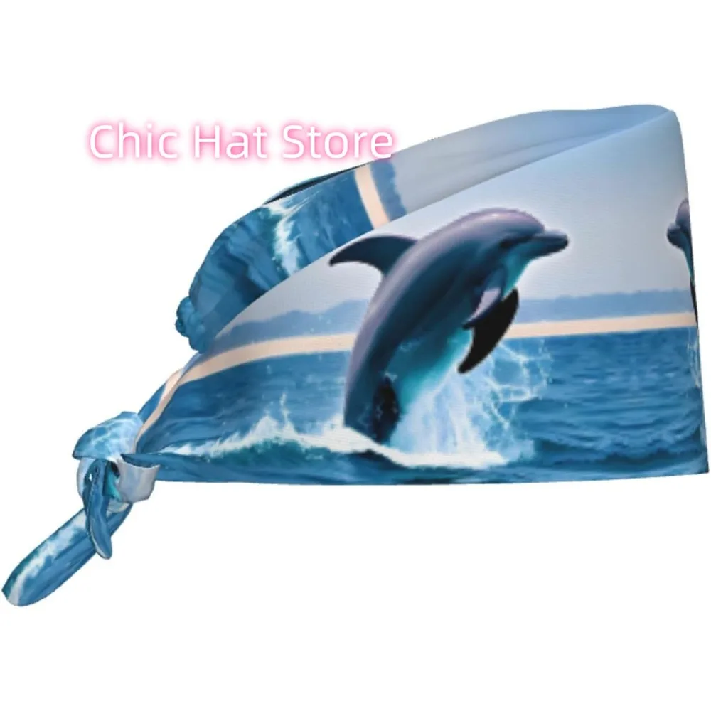 bone-de-trabalho-de-limpeza-jumping-up-dolphins-prints-chapeu-de-chef-para-mulheres-e-homens-ajustavel-respiravel-preto
