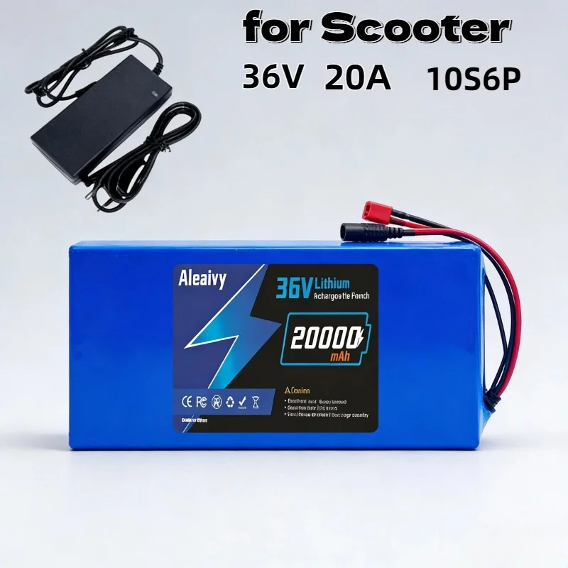 

Аккумуляторная литиевая батарея 36В 20Ач 10S6P с защитой BMS и зарядным устройством, высокая емкость, увеличенный запас хода, замена для скутера