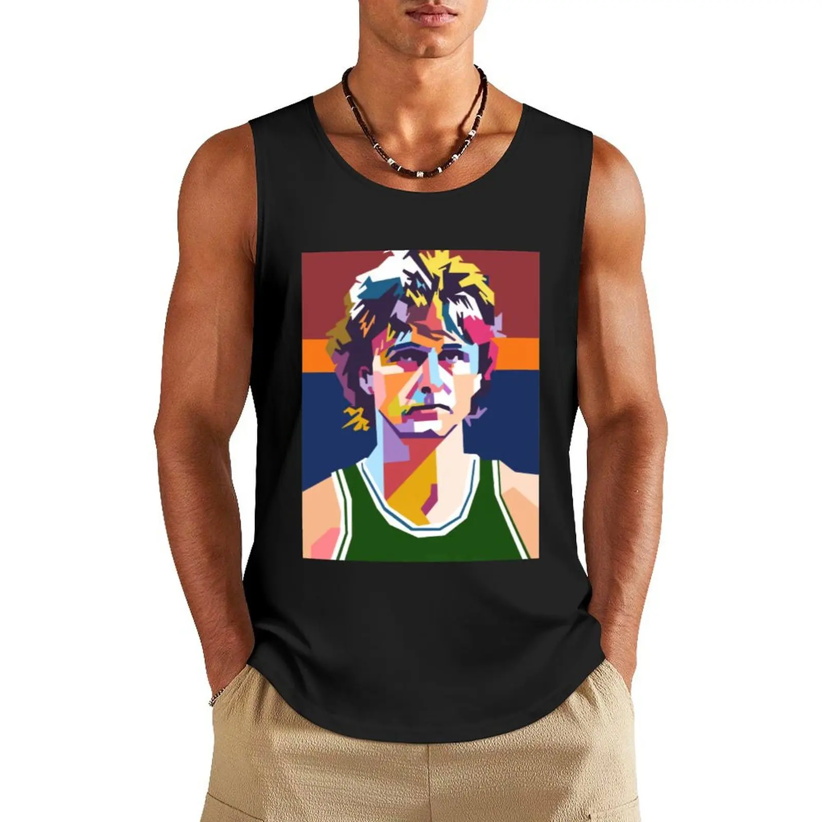 

Larry Bird Larry Bird colorful pop art Tank Top Men's gym t-shirt bodybuilding t-shirt sports suits bodybuilding man
