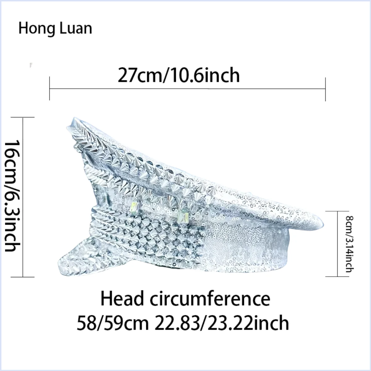 HongLuan Silver Series Halloween-Kostümhut, Kapitänshüte Strass für Burning Man Festival Woman, Cosplay Damenaccessoires