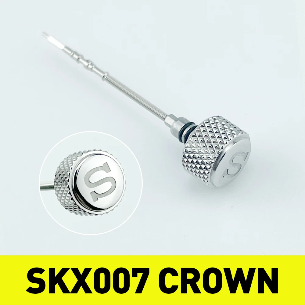 SKX007 Knurled Crown Signed 'S' for NH34 NH35 NH36 Movement High Quality  Mod Parts Polished Red S 316L Stainless Steel