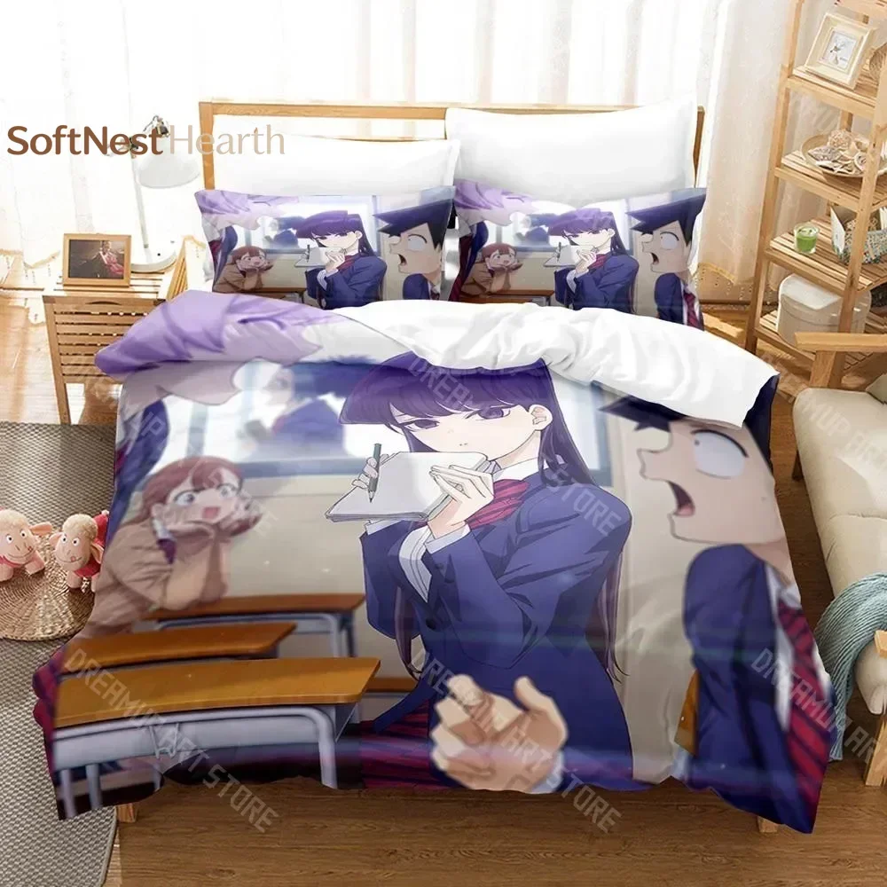 2026 3D Print Komi Cant Communicate Bedding Set Single Twin Full Queen King Size Bed Set Aldult Kid Bedroom Anime Bed Sheet Set