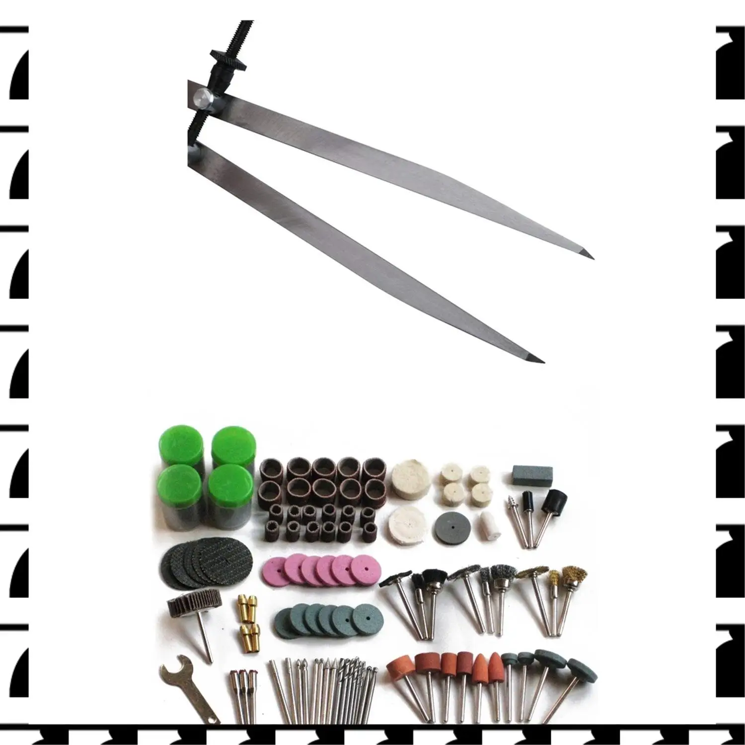 

A44U 147 Pcs Bit Set Suit Mini Drill Rotary Tool & Fit Dremel Grinding & 3X Spring Inside Outside Divider Caliper Set 8-Inch