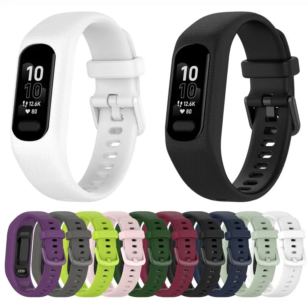 Fashion Bracelet Replacement Wrist Watchband Sport Wristband Metal Buckle Watch Band Silicone Strap For Garmin Vivosmart 5