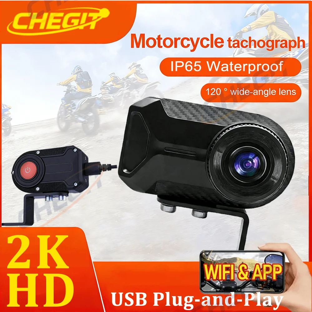 

New 2K QHD Motorcycle Driving WIFI IP66 Waterproof Dash Cam DVR Front Camera Mountain Electric Bike Bicycle Motorcycl Camera