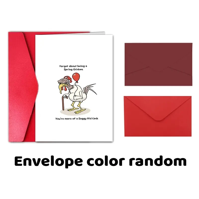 1pc, Fun cards, fun adult birthday cards for him, a chicken on crutches and balloons.