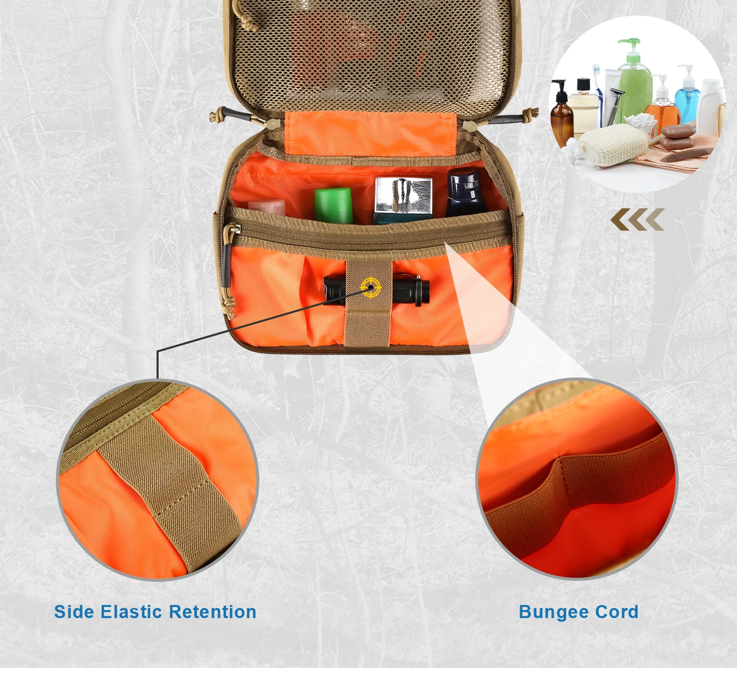 VOTAGOO Taktische Kulturtasche, Hygienetasche, EDC-Werkzeug, Molle-Beutel, kleines Dopp-Set, Reise-Duschtasche für Herren – Detail 5