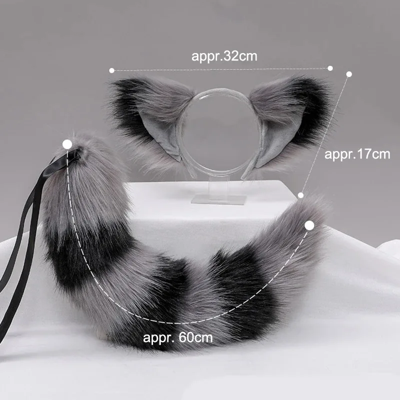 Fox Tail Ears Cosplay Furry Foxtail Headband Anime COSPLAY Props Accessories Lolita Headwear Plush Fox Tails Ear Halloween