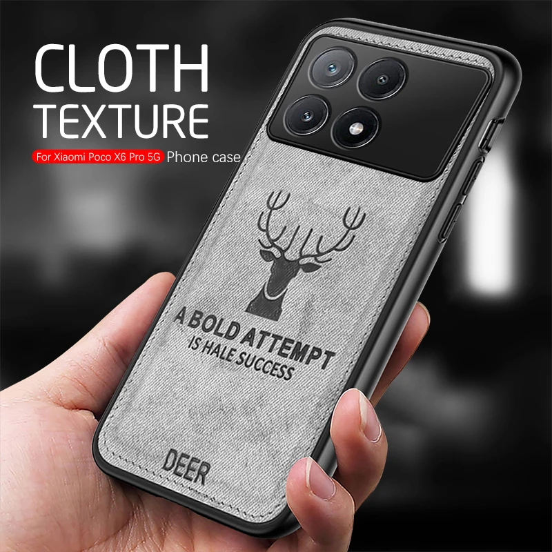 Deer antler pattern Cloth texture Shell For Xiaomi Poco X6 Pro Shock proof cover Pofo X 6pro X6pro 6.67 inch Soft case