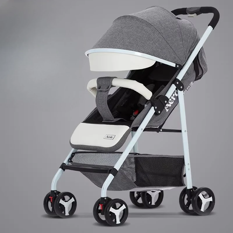 ‌Ultra-Light Reversible Pram 360°Wheels Key Fold Wide Shockproof  w/Hardboard Sunshade Lay-Flat Design Compact Umbrella Stroller - Image 3