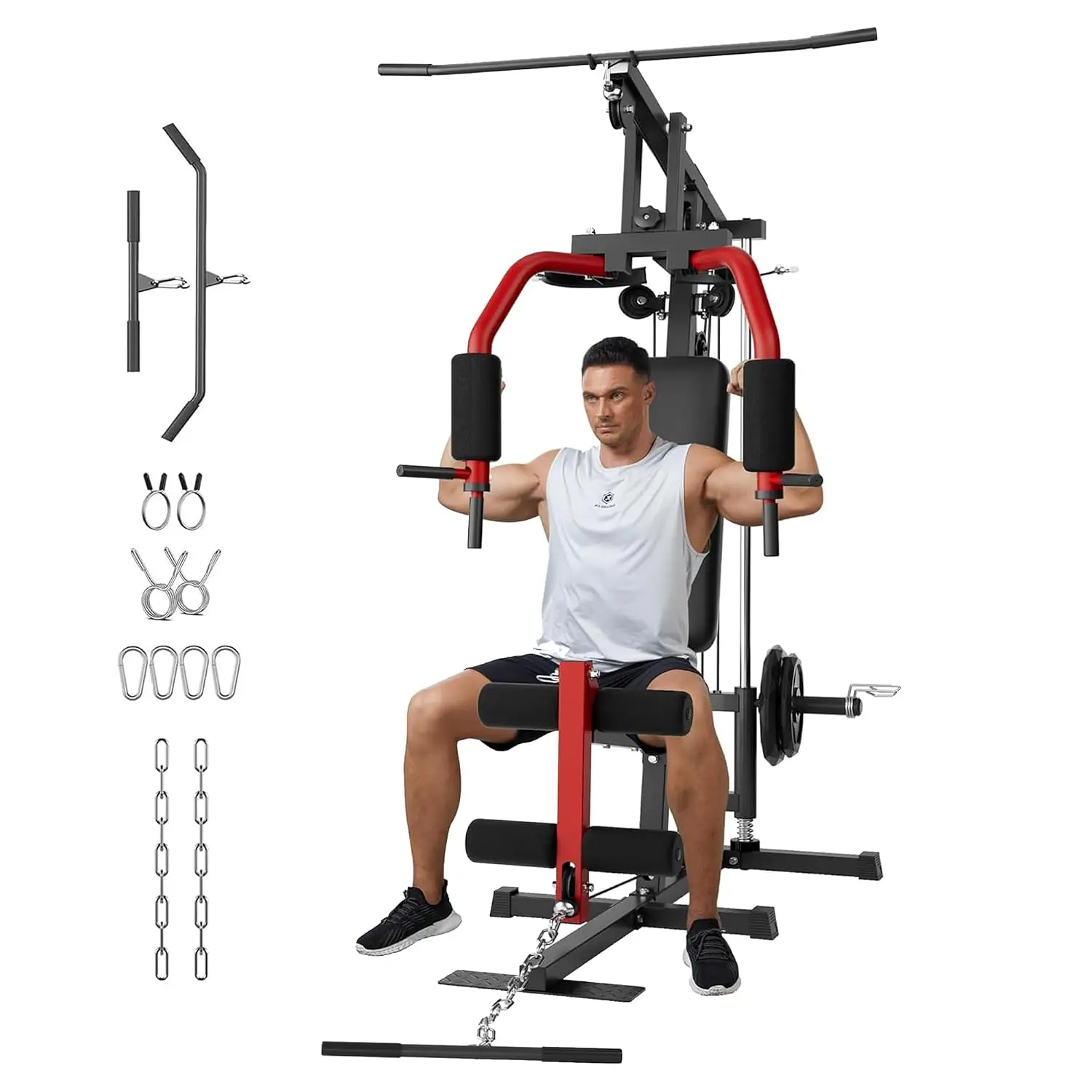 Home Gym Machine, 400 Lbs Home Gym Equipment with Pulley System, Multifunctional Full Body Workout Machine for, Customized