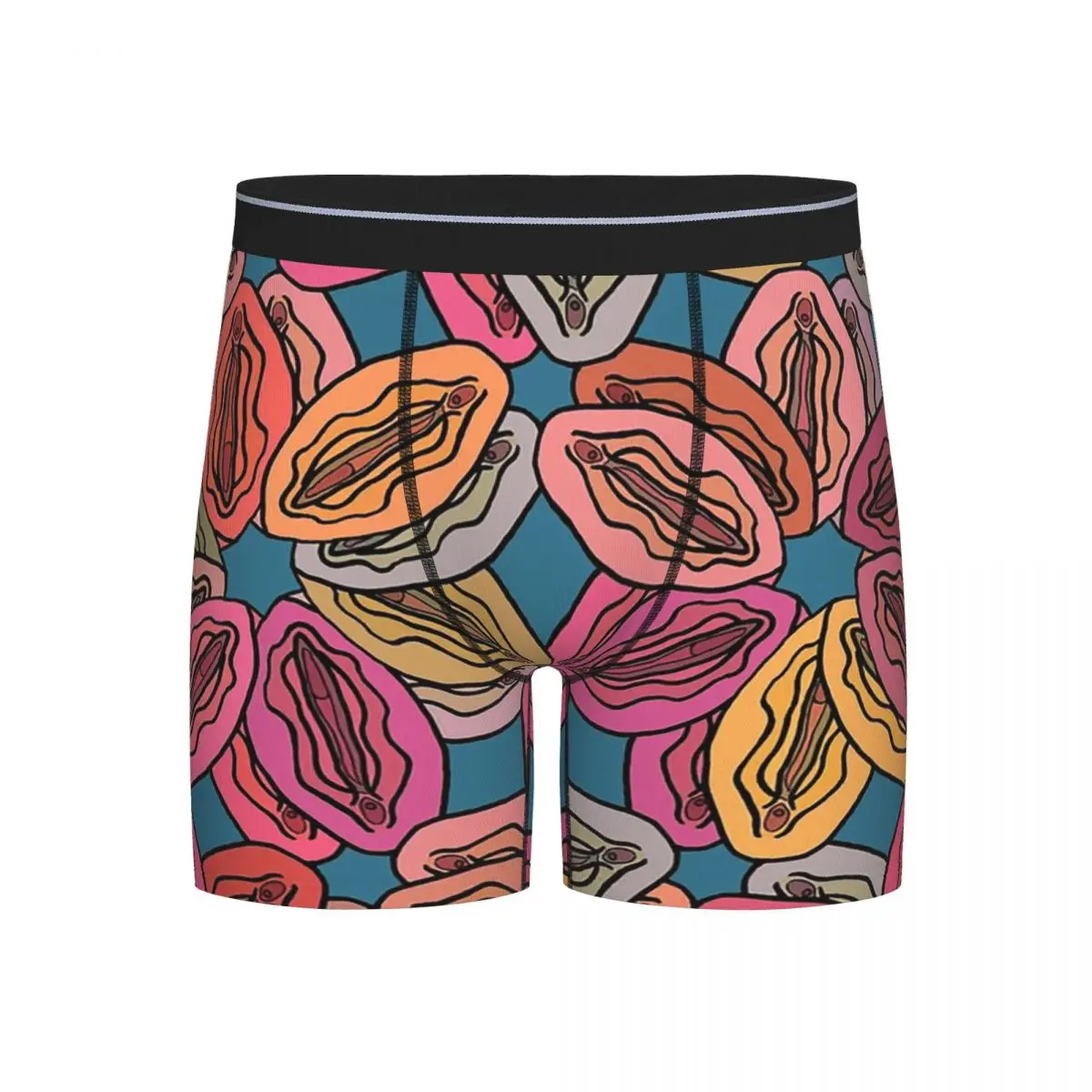 

Long Boxer Underpants Shorts Vulva Colorful Blue Pattern Panties Men's Ventilate Underwear for Homme Man Boyfriend Gift