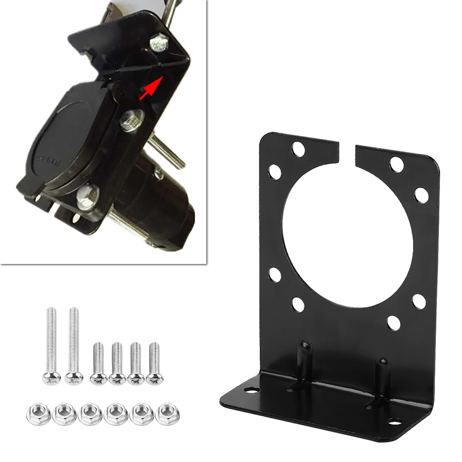 Black Metal Mounting Bracket Holder for 7 Pin  Towing Trailer Connector Plug Socket Trailer Connector Mounting