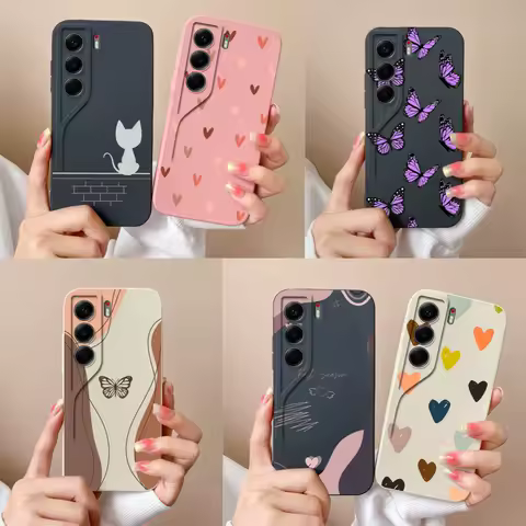 For Tecno Camon 40 Pro 4G 5G Case Simple Butterfly Soft Liquid Silicone Camera Protection Back Cover For Camon40 Pro Phone Shell