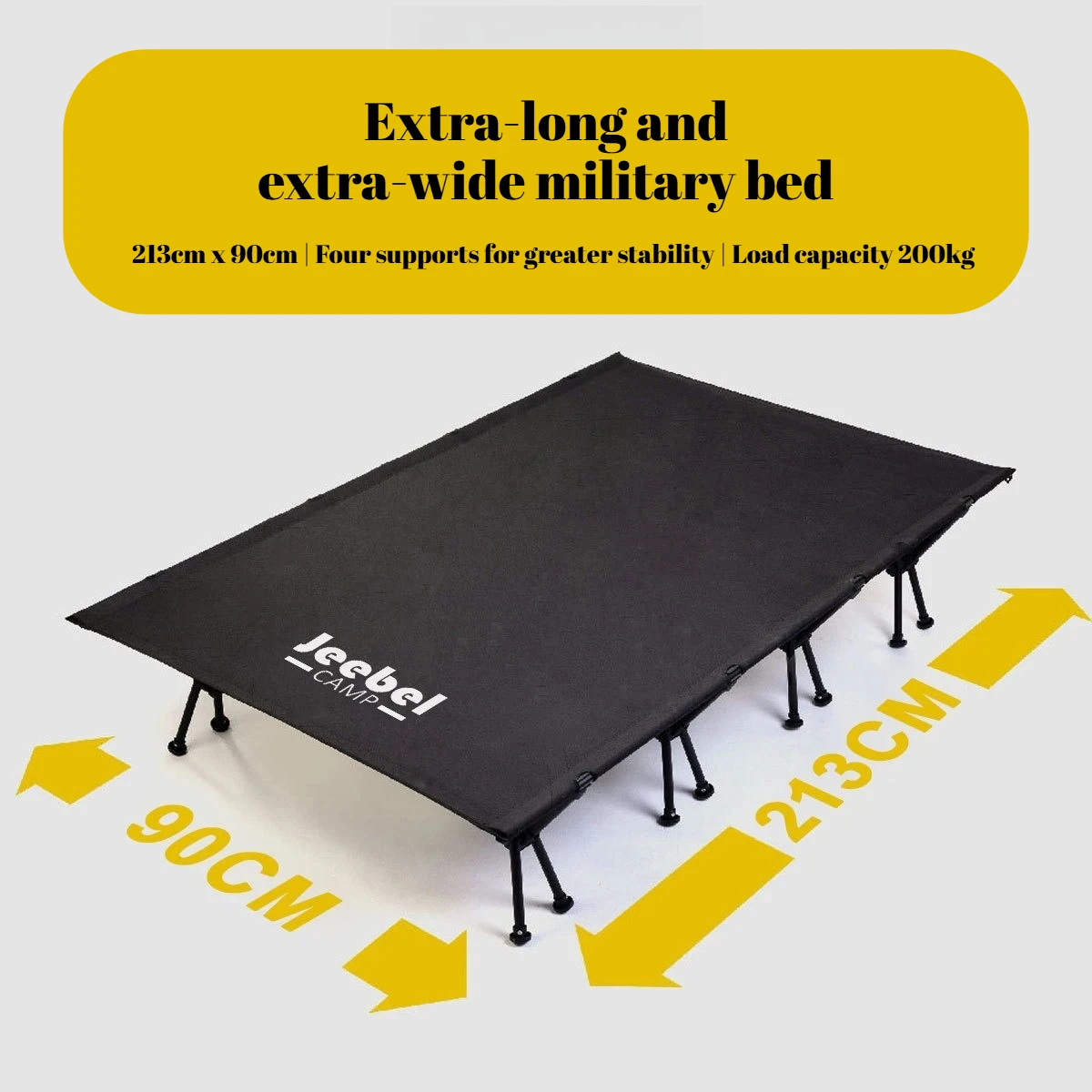 Extra-long Widened Double Camp Bed with Four Brackets, Stable 7075 Aluminum, Supports 200kg, Outdoor Foldable Portable Tent