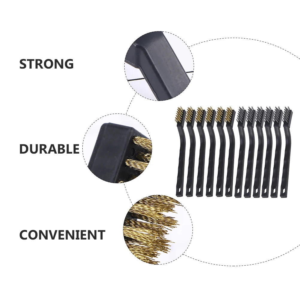 

12 Pcs Wire Brush Cleaning Tools Rust Remover for Doors Motor Equipment Grinding Machinery Plastic Brass Stainless Steel