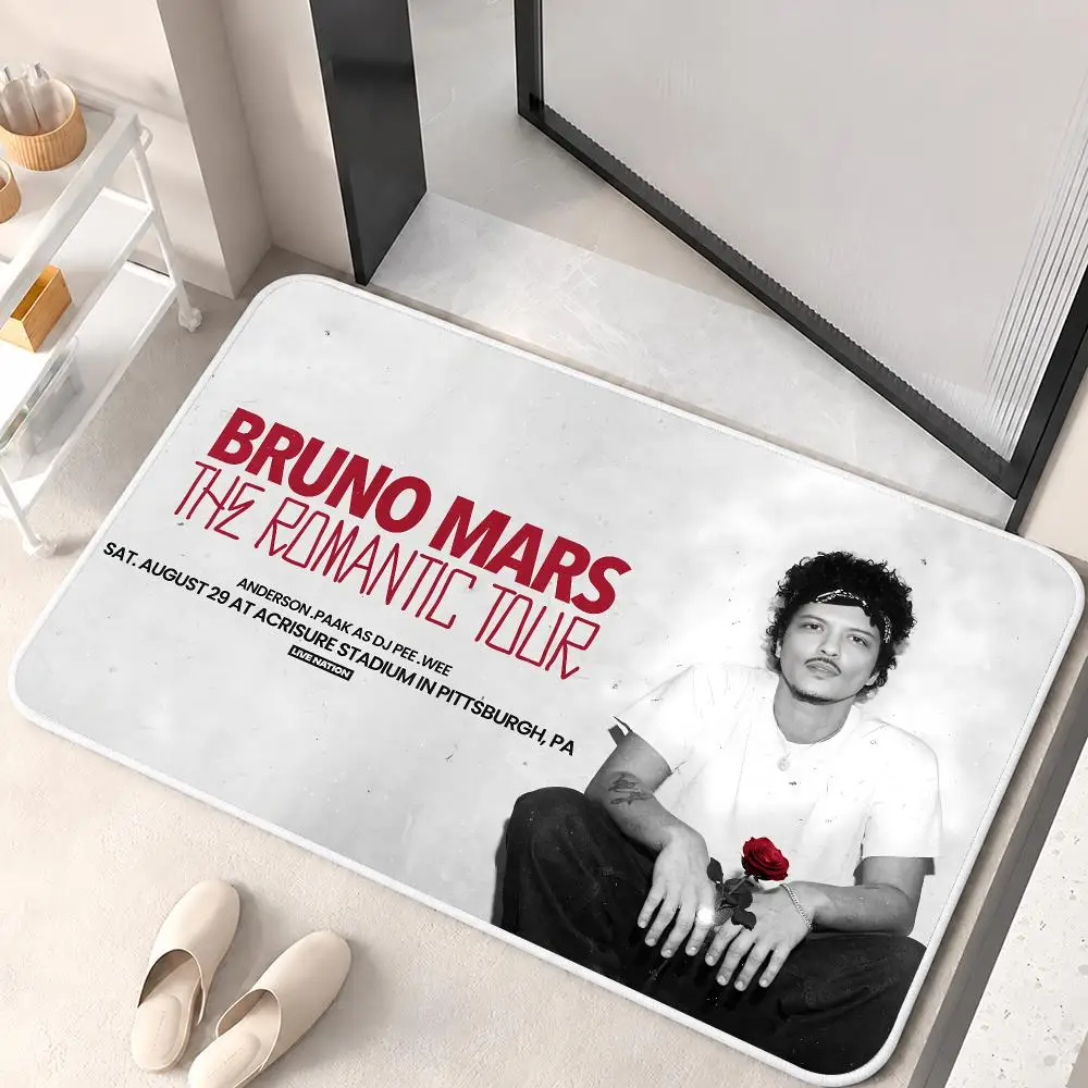 Pop Music B-Bruno Mars Singer Floor Mat Flannel Rug Soft Non Slip Door Mat For Bathroom Bedroom Kitchen Living Room Home Decor