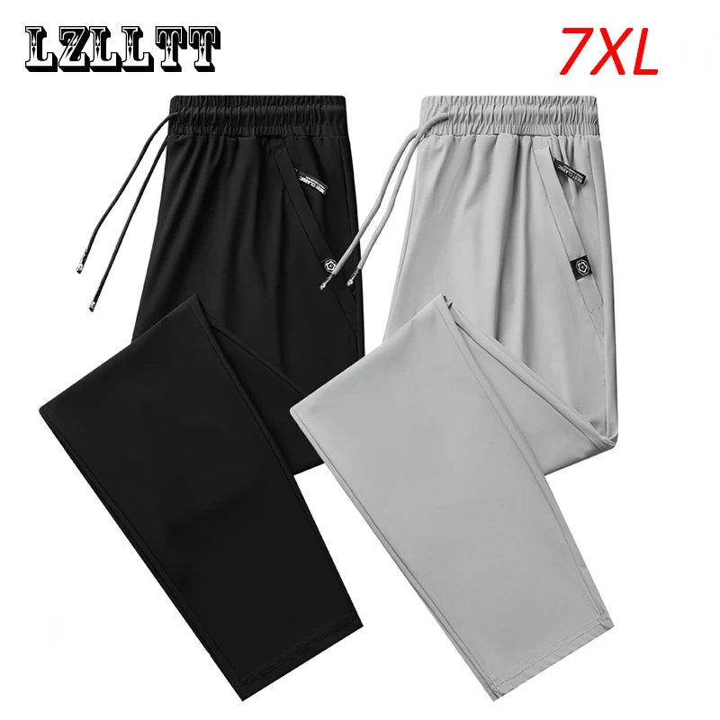 Summer Men Casual Breathable Pants Joggers Sweatpants Men Quick Dry Loose Cool Pant Men Drawstring Trousers Male Plus Size 7XL