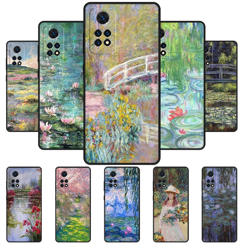 Monet White & Yellow Water Lilies Phone Case For Redmi Note 11 EPro 11S 10T 9S Promax 8 Pro Xiaomi Mi 11 12X 12S Ultra Cover