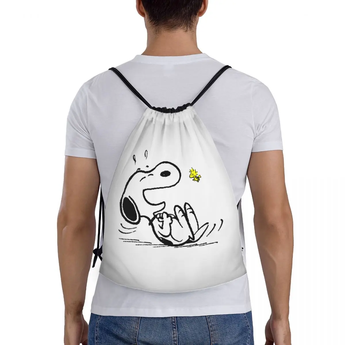 Mochila personalizada con cordón para hombre y mujer, saco ligero de entrenamiento deportivo para gimnasio, s-snoopys Laugh