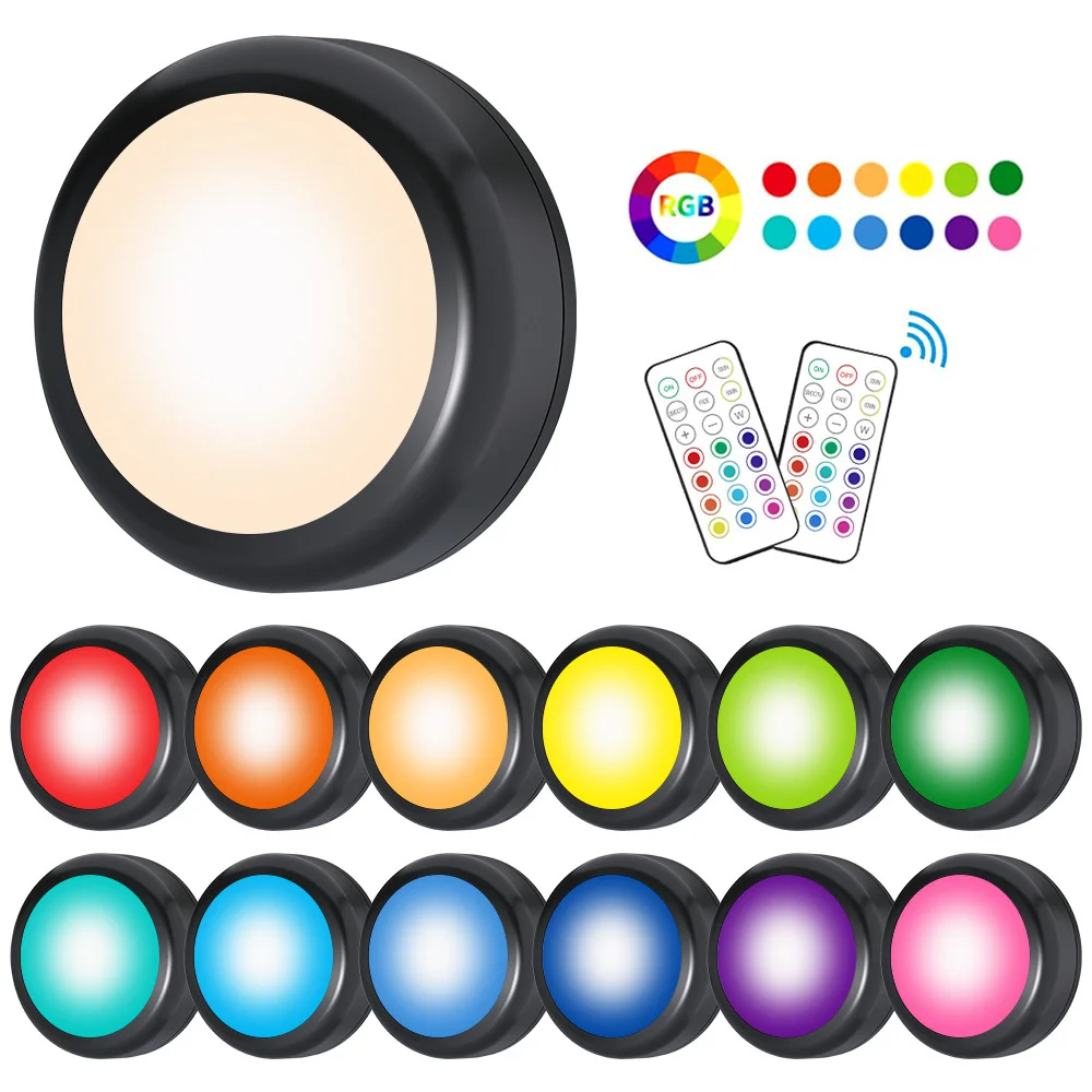 Battery Powered 77MM Mini Led Puck Light RGB Color Changing Touch/Remote Controller Indoor Decoration for Wedding,Party,Festival
