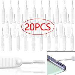 20/1Pcs White Nylon Mini Cleaning Brush Anti-Clogging Shower Nozzle Cleaning Brushes Multifunctional Phone Hole Cleaner Kit