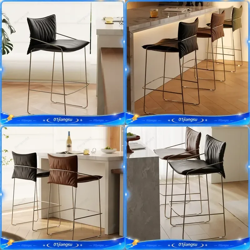Retro Bar Stool Creative Light Luxury European Design Simple Adult Restaurant Chair Unique Relaxing Furniture Home Decor High