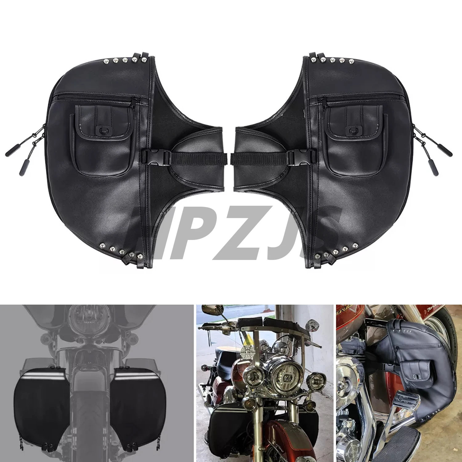 

Soft Lowers Chaps Leg PU Leather Warmer Bag Black For Harley Touring Electra Street Road King Dyna Trike 1980-2021